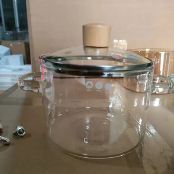 Pupan heat-resistant high borosilicate glass pot double-eared transparent pot with lid household instant noodle bowl high-looking high-temperature resistant instant noodle pot 1.6l transparent glass pot with lid 22cm