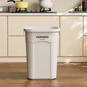 Bailu kitchen trash can household 2024 new extra large large capacity commercial portable kitchen waste special heightening without bending extra large cream white 23l