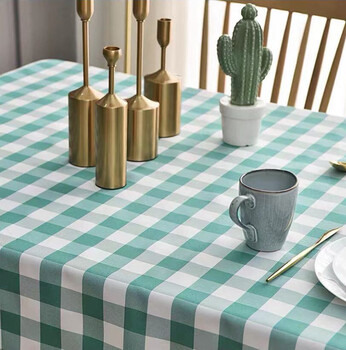 Wendun disposable tablecloth plastic waterproof thickened tablecloth plaid tablecloth household round table rectangular square table pastoral picnic mat green plaid 2x2 meters 10 sheets