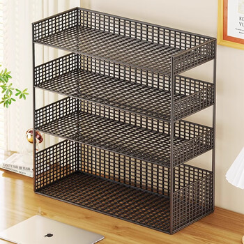 All are desktop storage racks, multi-layer snack storage on the dining table, living room countertops, water cup racks, cosmetics desk bookshelf, black four-layer large, desktop model