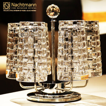 Nachtmann, germany, imported crystal glass, wine, whiskey, beer glass, beverage, juice, water cup set, 6 tall cups 390ml + stainless steel water cup holder