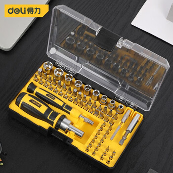Deli ratchet screwdriver set t-wrench socket adapter set cross bit repair precision set ratchet handle precision screwdriver 65-piece set