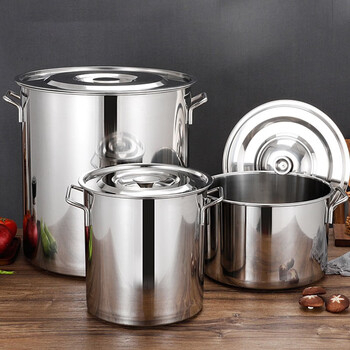 Fully suitable stainless steel bucket with lid thickened large soup pot rice bucket brine bucket 30*30cm canteen hotel catering commercial kitchenware