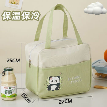 Xinmeiya lunch box bag portable lunch aluminum foil thickened hand lunch bag female student lunch box bag large lunch box with rice vanilla green * waterproof and oil proof