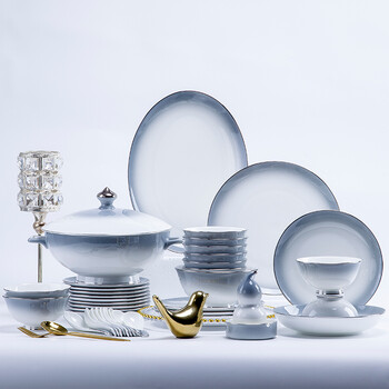 Finger sand 2026 underglaze color dish set home light luxury gradient pure handmade ceramic bone china tableware set combination high 60 pieces luxury configuration santa monica #60