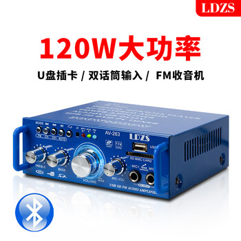 Ldzs 220v high-power mini small bluetooth hifi power amplifier for home use lossless 12v plug-in card u disk radio air amplifier