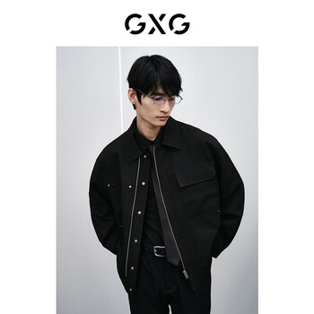 Gxg men's shopping mall same style two-color lapel jacket black 175/l
