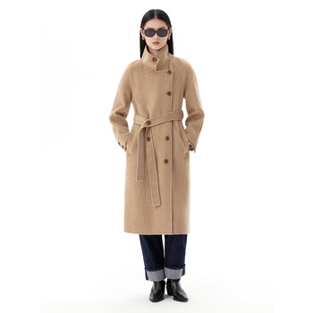 Peacebird zhang jingyi same style alpaca double-sided woolen coat winter a1aae4383 camel m