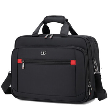 Swigor swiss sergeant knife briefcase men's handbag business travel large capacity shoulder bag backpack oxford cloth computer bag black large 15.6 inch
