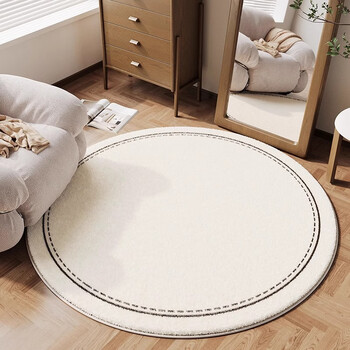 Carpet round sofa cushion study thickened lamb wool bedroom french internet celebrity swivel chair floor mat wool bedside blanket rustic natural color dot plastic bottom lamb velvet - round diameter 200cm quality inspection does not contain formaldehyde
