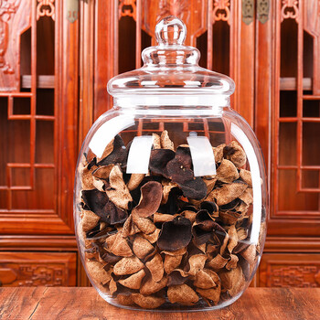 Juhao four seasons large spherical glass sealed jar tea jar small green mandarin orange peel storage jar medicinal material storage display container 38 liters big belly style (with high lid)