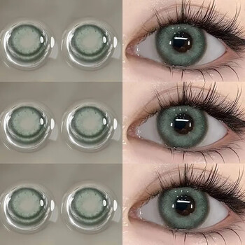 Ovolook half-year disposable female contact lenses 2 pieces sandwich craft green daily large diameter natural contact lens flagship store green water ghost 14.2 half-year disposable 0 degree