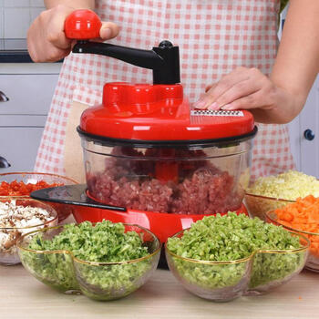 Tailanshi manual meat grinder household hand mixer dumpling filling minced vegetables and meat kitchen supplies cooking machine 1.5l classic + 4 blades