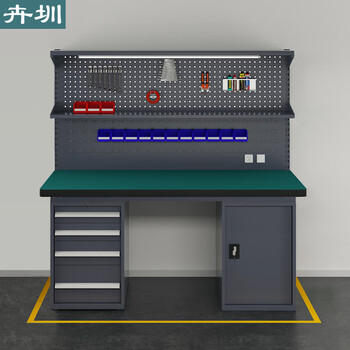 Huizhen heavy duty workbench factory operation maintenance table inspection bench 1.8 meters four drawers one door cabinet + double hanging plate hv847
