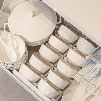 Nuojian bowls and plates jingdezhen ceramic dishes set nordic style tableware complete set for 8 people gift box 38-piece set