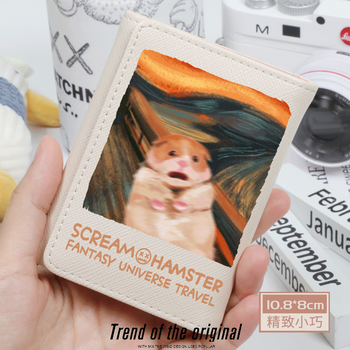 Furoomo world famous painting scream co-branded little hamster cute cartoon compact student wallet card holder two-in-one women's short style trendy off-white w scream hamster