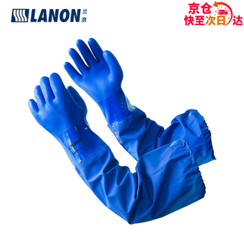 Lanon pvc extended sleeve acid and alkali resistant gloves 806sl cotton lining wear-resistant and chemical-proof labor protection gloves 65cm 1 pair xl