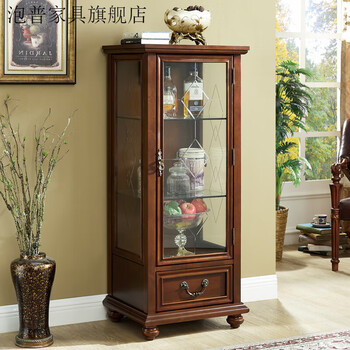 Pop american solid wood wine cabinet sideboard foyer display cabinet european style small wine cabinet wall-mounted living room multi-functional decorative cabinet 2048 single door wine cabinet 55*46*131cm length, width and height