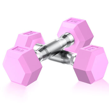 Portzon hexagonal dumbbell pair, 1.3kg, anti-slip, anti-roll, cast iron core, rubber-coated, home fitness, shaping and strength training