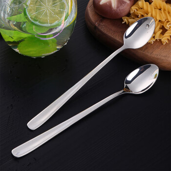 Buyer star 304 stainless steel spoon coffee spoon long handle mixing spoon ice spoon thickened spoon dessert spoon c124 silver single pack