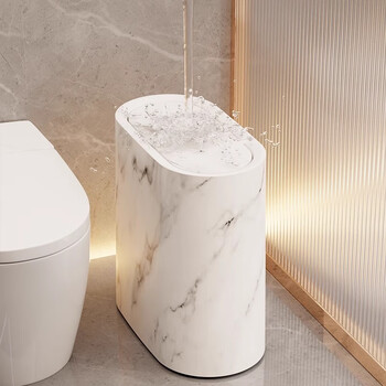 Shaaijie trash can for home living room, bedroom, gap type trash can, toilet, bathroom gap paper basket, push-type cleaning bucket, simple white, gap design, push-open lid