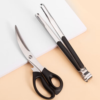 Yijuke 2-piece set stainless steel barbecue tongs barbecue scissors fried steak tongs kitchen food tongs food vegetable tongs