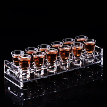 Ying'anmei glass white wine cup with acrylic cup holder bullet cup bar ktv foreign wine cup set small wine glass spirit cup 12 bullet cups + 12 hole acrylic cup holder
