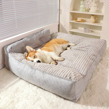 Huayuan pet equipment (hoopet) dog kennel for all seasons, removable and washable warm dog mat, golden retriever corgi sleeping mat, dog bed, small, medium and large kennel sofa, fashionable and simple dog sofa-elegant gray m 63*47*23cm, small and medium-sized dogs under 20 pounds