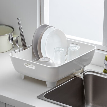 Asbeilu japan imported asvel drain rack kitchen dishes chopsticks spoon plate storage drain basket sink bowl storage rack wide white