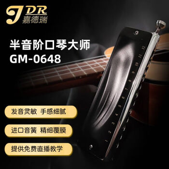 Jiadery imported gongs chromatic harmonica 0648 beginners entry-level professional playing instrument anti-howling design 12 holes 0648 matte black c key + 15 pieces of gifts