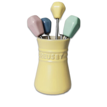 Kucai kucai le creuset french fruit fork children's afternoon tea tableware cake dessert fork 5-piece set goose yellow