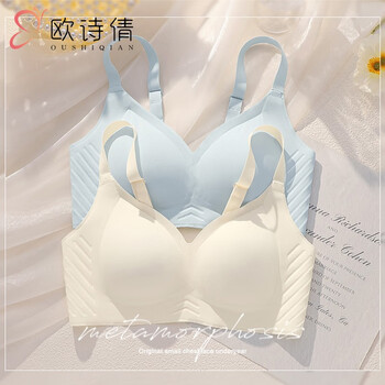 Ou shiqian seamless bra for women with large breasts, no wires, soft support to retract secondary breasts, comfortable breathable thin bra, champagne color (single piece) xl (recommended 36c/85ab)