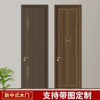 Customized french retro bedroom door, painted door, solid wood composite, simple, light luxury interior door, flat opening, new chinese style home wooden door, flat carving series