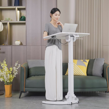 Frankwood standing lifting folding laptop table workbench lazy bedside study desk mobile sofa table white fws16-02