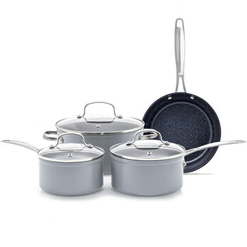 Nuwave 7-piece ceramic non-stick cookware set, blue coating, high temperature resistant, universal for induction cookers
