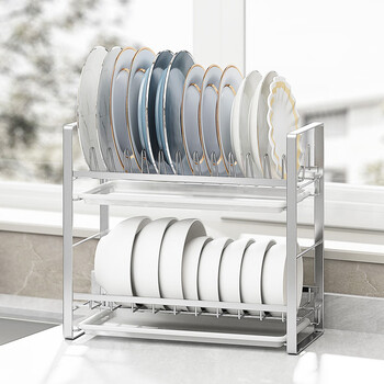 Delwins dish rack drain rack small size kitchen rack 304 stainless steel small drain basket dish rack double layer dish rack k-8835 (double layer dish rack)