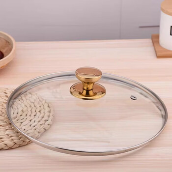 High-end thickened universal g-shaped tempered glass pot lid anti-scalding wok frying pan soup pot steamer high temperature resistant pot lid 24cm