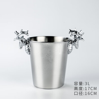 Matte maisa light luxury creative deer head ice bucket stainless steel red wine champagne bucket ice cube bucket bar beer household large and small bucket deer head silver small ice bucket (with ice clip)