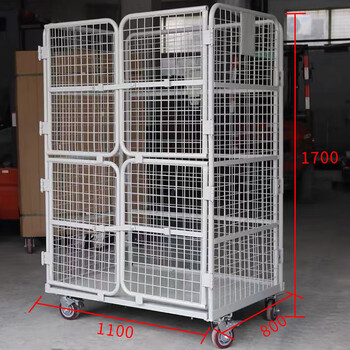 Jingxinda movable logistics trolley folding logistics cart warehouse sorting truck express cage car linen cart e-commerce 1100*800*1700 four small door encryption