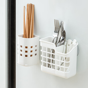 Asvel chopstick storage tube wall-mounted chopstick cage kitchen chopstick storage drain rack storage box basket chopstick cage white suction cup