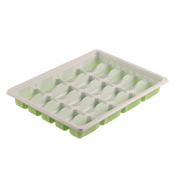 Mrs. zhuang 20-grid green and white 100 sets disposable dumpling boxes for take-out lunch boxes with lids ztt-9293b
