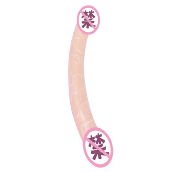 Wutianji double-headed dragon dildo for lesbians, extra-large long simulation toy, double masturbator, adult sex toy, back yard, skin color + 60ml lubricant + storage bag, small size (25*3*3cm)