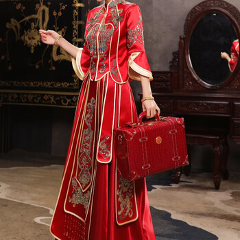 Wedding gold box, dowry box, portable lockbox, wedding red leather box, bridal gift box, 100,000-300,000 yuan, engagement gold box, marriage gift box, cash betrothal gift retro, 12 inches, 100,000-300,000 yuan, burgundy