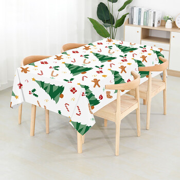 Monkey dafu christmas party tablecloth kindergarten disposable christmas colorful handmade paper plate picnic paper plate large christmas tree tablecloth 137*274cm 1 piece