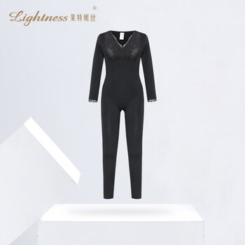 Lightness one-piece shapewear back-removable autumn and winter long-sleeved long-pants one-piece pw515 black l