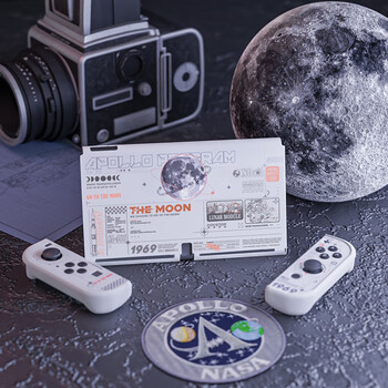 Jixiang swtich oled protective case moon landing plan hard shell protective case can be plugged directly into the base split anti-fall anti-slip white background game console protective case peripheral accessories