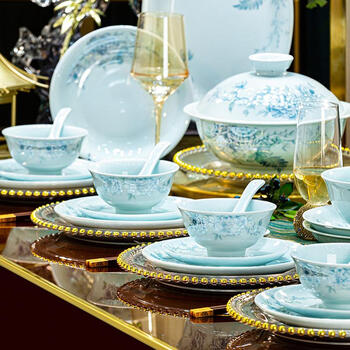 Putu complete set of jingdezhen underglaze celadon high-value tableware 2026 new dish set for home light luxury, colorful 110 pieces
