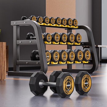 Yanbo dumbbell men's pure steel-coated plastic fitness home fitness equipment dumbbell rack dumbbell set fitness dumbbell female 7.5 kg one round head yellow label dumbbell