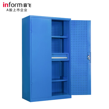 Inform heavy-duty tool cabinet metal cabinet workshop double-door thickened tool cabinet mobile storage cabinet parts storage cabinet multi-functional tool cabinet with hanging plate, one drawer and two plates