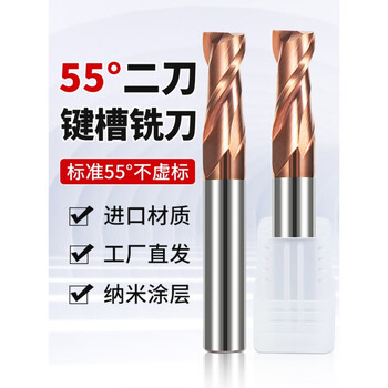 55 degree 2-edge tungsten steel milling cutter alloy two-edge keyway milling cutter flat bottom end mill for cnc coated steel non-standard 9*23*10d*75l